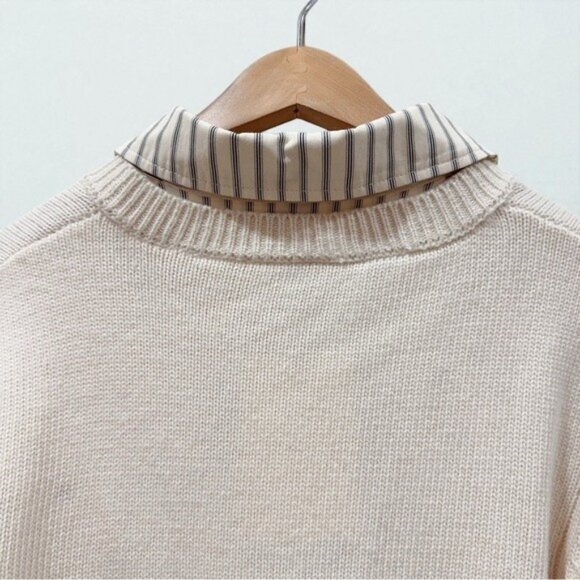 NWT En Saison Azra Half Placket Mixed Media Collared Layered Look Sweater - Picture 2 of 10